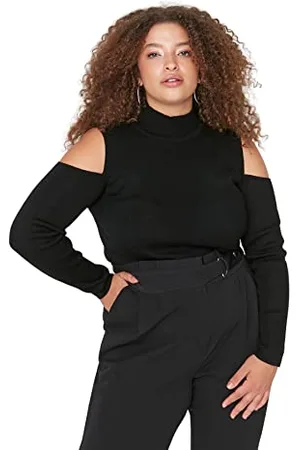 Trendyol Damska bluza z golfem zwykły regularny sweter plus size, , 4XL