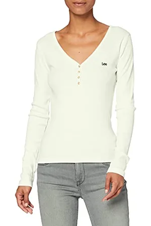 Lee Damska koszulka Ribbed Henley, BiaÅ‚e pÅ‚ótno., XS
