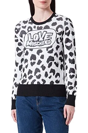 Moschino Damski sweter o regularnym kroju z długim rękawem, czerwony, czarny, 38 (DE)