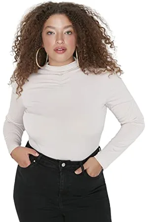 Trendyol Damski gładki dzianinowy plus size body, , 5XL