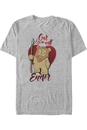 STAR WARS Unisex Love Will Endor Organic Short Sleeve T-Shirt, Melange Grey, XXL, , XXL