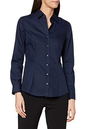 Seidensticker Bluzka damska - bluzka koszulowa - slim fit - długi rękaw - uniwersalna - 100% bawełna, , 44