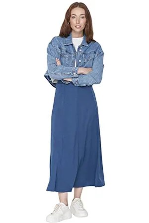Trendyol Damski wzór midi linia A linia A dziergane skromne spódnice, , XL