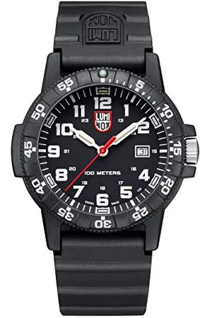 Luminox Skórzany tył SEA Turtle Giant Blackout męski zegarek 44 mm - zegarek nurków w kolorze czarnym z funkcją datowania, 100 m, wodoodporny, , 44mm, pasek