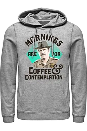 Stranger Things Unisex Hopper Coffee Morning Hoodie Hooded Hooded Bluza, Heather Grey, M, , M