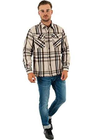 Schott NYC SHCARL4 Koszula, Beżowe Checks, XL Mężczyźni