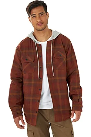 Wrangler Męska kurtka flanelowa z długim rękawem, koszula z kapturem, , XXL