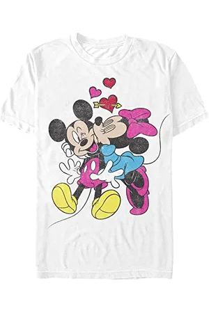 Disney Classics Unisex Mouse-Mickey Minnie Love Organic Short Sleeve T-Shirt, White, S, , S