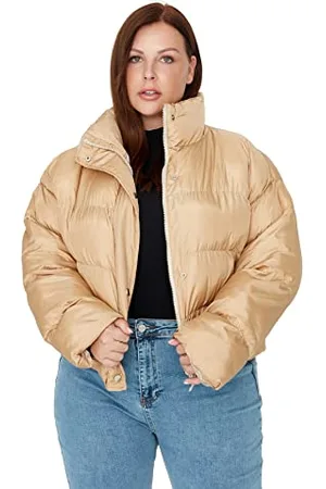 Trendyol Damski krój Puffer Plain materiał tkany rozmiary kurtka zimowa Coat, , 42, , 42