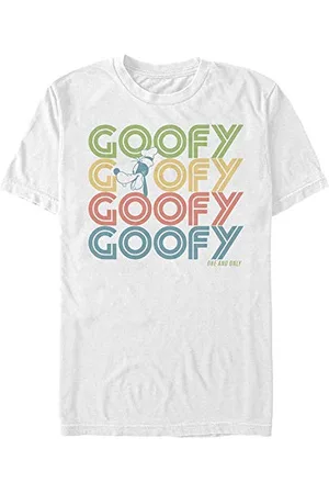 Disney Uniseks Mickey-Retro Stack Goofy Organic Short Sleeve T-Shirt White, S, , S