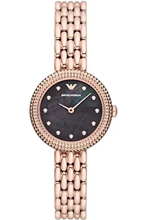 Emporio Armani Dwurączkowy zegarek ze stali nierdzewnej z różowym złotem