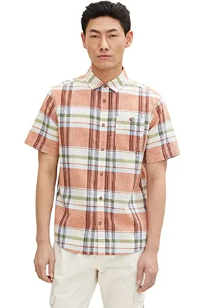 TOM TAILOR Męskie lniana koszula w kratkę 1029818, , XS