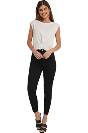 NA-KD Damskie dżinsy skinny High Waist Raw Hem, , 32