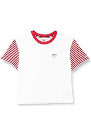 Tommy Hilfiger Damski sweter sportowy Tjw Striped Sleeve Tee, Deep Crimson/White, XXS