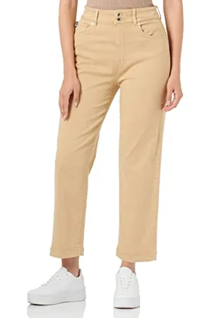 Moschino Cropped Garment Dyed Twill with Black Shiny Back tag swobodne spodnie, , 33 damskie, , 32