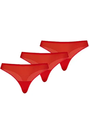 Teyli Damskie stringi tanga z siatki 3-pak czerwone S