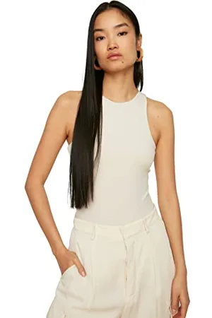 Trendyol Damska dopasowana bodycon bluzka z okrągłym dekoltem, , XS