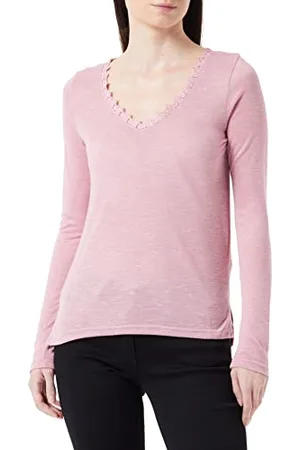 Springfield Kobieta Koszule - Damska koszula formalna Camiseta Manga Larga Pico, Morado/Lila, XS