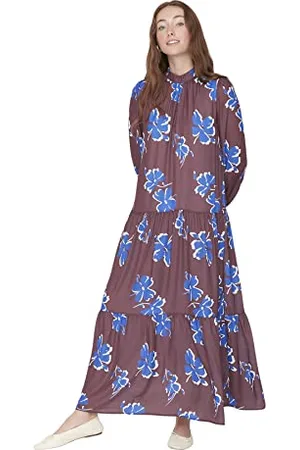 Trendyol Frau Modest Maxi Skater Relaxed Fit tkanina skromna sukienka, , 38