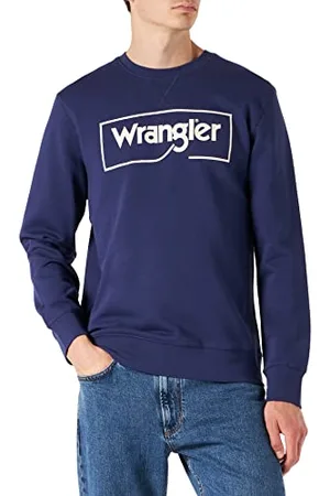Wrangler Męska bluza z logo Crew, niebieska (Blue Ribbon), rozmiar S