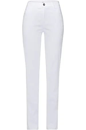 Brax Damskie spodnie Style Mary z 5 kieszeniami w katoen-satyjn, białe (White 99), 26 W / 32L EU, , 26W / 32L