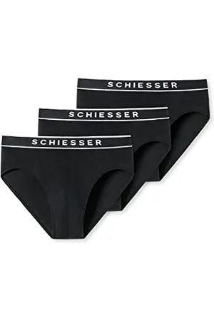 Schiesser Męskie 95/5 Organic 3 Pary Majtek, Czarne, 8