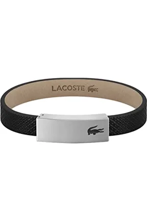 Lacoste Męska skórzana bransoletka z kolekcji PORT ozdobiona wzorem petit piqué - 2040110, Jeden rozmiar, Skóra, Bez kamieni szlachetnych