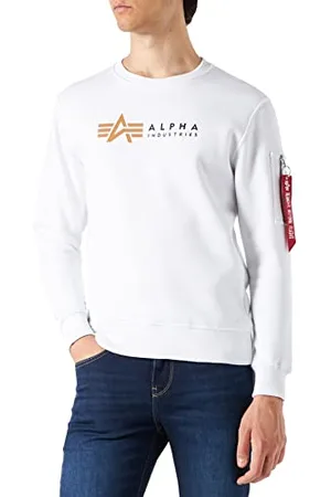Alpha Industries Męska bluza z kapturem Alpha Label, biały, XL