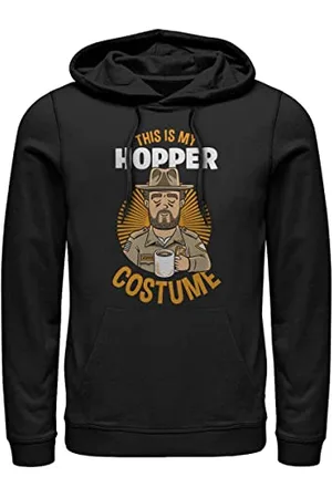 Stranger Things Unisex Hopper Costume Hoodie Hooded Bluza, Black, 3XL, , 3XL
