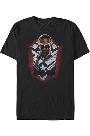 Marvel Unisex Falcon and Winter Soldier-All The Shield Organic Short Sleeve T-Shirt, Black, S, czarny, S