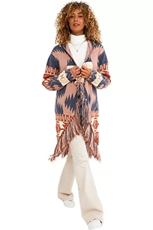 Joe Browns Kobieta Swetry i Pulowery - Damski sweter rozpinany z frędzlami z azteckim nadrukiem, multi, S