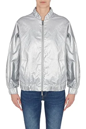 Armani Exchange Damska błyszcząca metalowa kurtka z tyłu, , M