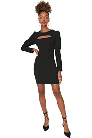 Trendyol Damska sukienka damska mini bodycon asymetryczny kołnierz dziergany rozmiary sukienka, , 40