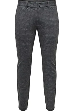 Only & Sons Męskie spodnie ONSMARK TAP Check 4047, czarne, 29/34, , 29W / 34L