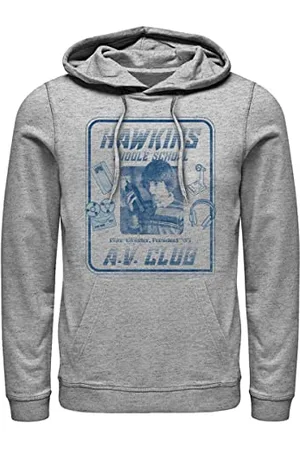 Stranger Things Unisex Mike Hawkins AV President Hoodie Hooded Sweatshirt Heather Grey, XXL, , XXL