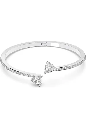 Swarovski Bransoletka typu bangle Attract Soul, Serce, Biała, Powłoka z rodu