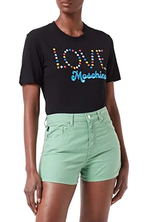 Moschino Damskie szorty Fancy Cotton-Linen Blend with Matching Logo Back Tag Casual Shorts, , 38 PL