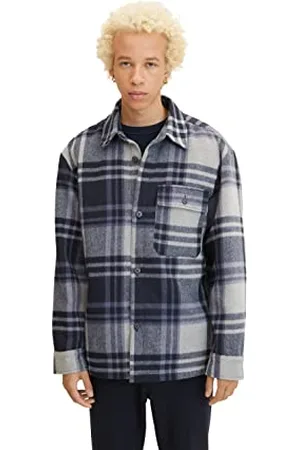TOM TAILOR Męskie Overshirt kurtka ze wzorem w kratkę 1032438, , S