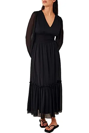 NA-KD Smocked Detail Sukienka na kostkę, czarna, 36 EU, , 36