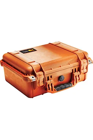 Peli 1450 Twarda, odporna na uderzenia skrzynia ochronna, wodoszczelna i pyłoszczelna (IP67), pojemność 15 l, wyprodukowana w Niemczech, bez pianki, pomarańczowa