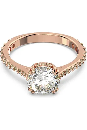 Swarovski Pierścionek koktajlowy Constella, Oprawa brukowa, Biały, Powłoka w odcieniu różowego złota
