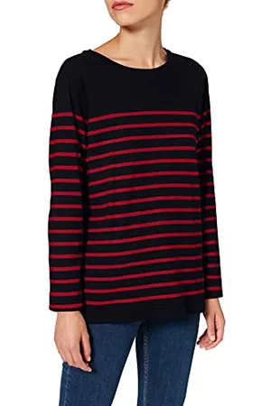 Armor.lux Damski sweter Marinière Port-Louis Héritage Femme, Wielokolorowa (Ii9 Rich Navy/Braise Ii9), 34 (Rozmiar Producent:0)