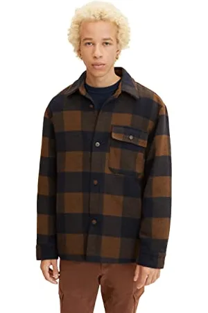 TOM TAILOR Męskie Overshirt kurtka ze wzorem w kratkę 1032438, , L