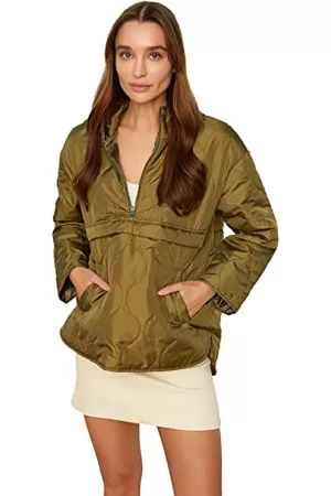 Trendyol Kobieta Kurtki Kangurki - Damskie dmuchane płaszcze kangurki z kapturem khaki, Khaki, L