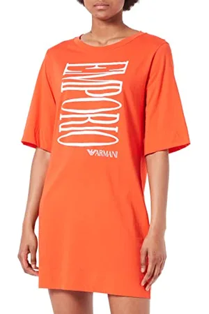 Emporio Armani Swimwear Damska koszulka Maxi Sustainable z logo Mix Cotton, , S