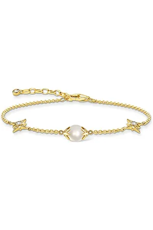 Thomas Sabo Damska bransoletka z perłą i gwiazdkami, srebro wysokiej próby 925 e srebro sterling próby 925, colore: , cod. A1978-445-14-L19v