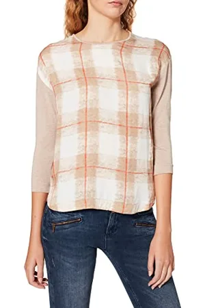 Gerry Weber Damska koszulka z długim rękawem Sandwashed Langarm Shirt T-Shirt 1/1, koszulka z długim rękawem, jednokolorowa, Camel/Caramel/Hazelnut, 48