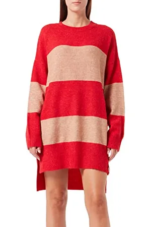 True Religion Damska sukienka oversize z blokiem SATRIPES Dress sukienka, RED/BEIGE, standardowa