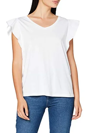 7 for all Mankind Ruffle V Neck T-Shirt damski