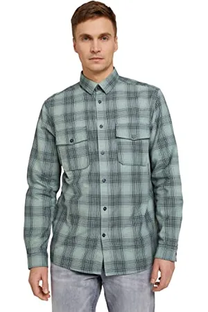 TOM TAILOR Męskie Koszula w kratkę z kieszeniami na piersi 1029801, , XS
